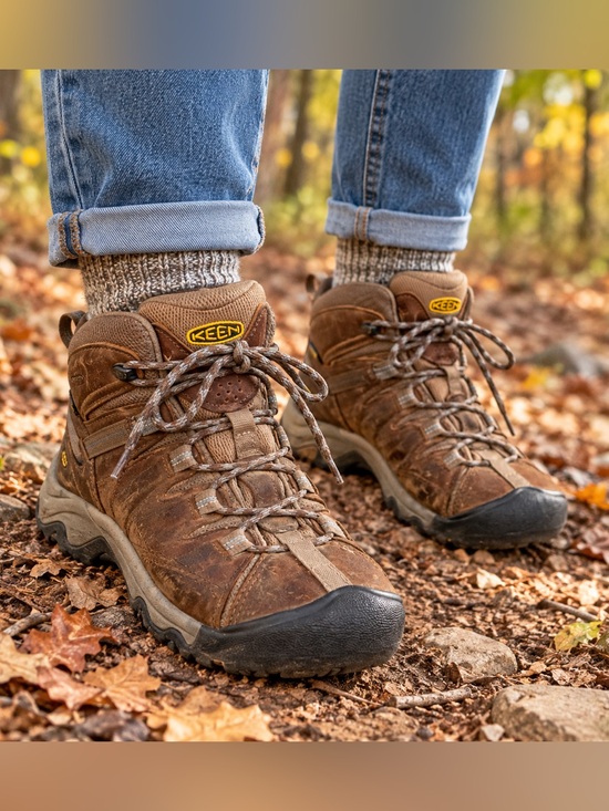 Keen Shoes - KEEN Womens 6.5 EU 37 Brown Leather KEEN.DRY Mid Hiking Boots Lace Up Gorpcore